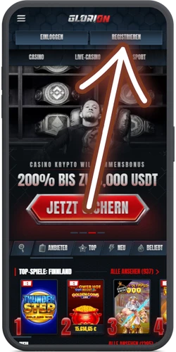 Glorion Casino Registrieren Button
