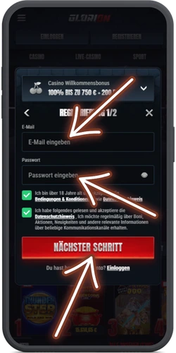 Glorion Casino Registrierung E-Mail Passwort