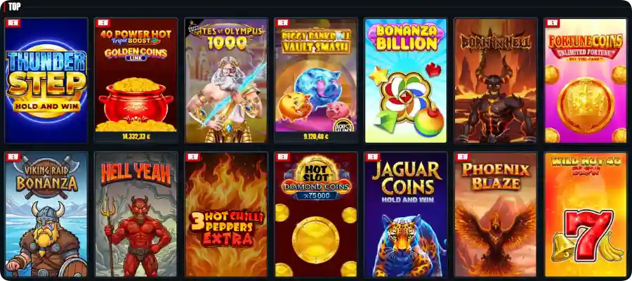 Top-Spiele im Glorion Casino mit den meistgespielten Slots