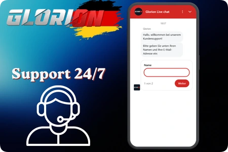 Live-Chat und Support im Glorion Casino rund um die Uhr